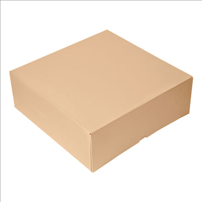 BOÎTES PATISSERIES SANS FENÊTRE 'THEPACK' 240 G/M2 28x28x10 CM NATUREL CARTON ONDULÉ NANO-MICRO (100 UNITÉS)