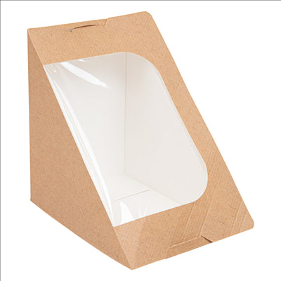 BOÎTES SANDWICH TRIPLE TRIANGULAIRE + FENÊTRE AUTO-ADHÉSIVE 'THEPACK' 220 G/M2 + OPP 12,4x12,4x8,3 CM NATUREL CARTON ONDULÉ NANO-MICRO (500 UNITÉS)