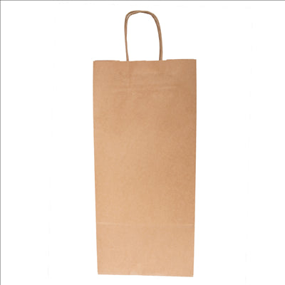 SACS SOS AVEC ANSES 2 BOTEILLES  100 G/M2 18+10x39 CM NATUREL KRAFT (250 UNITÉS)