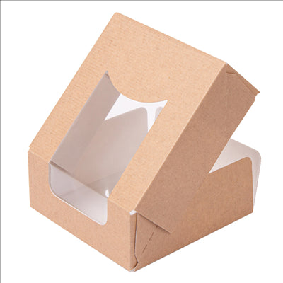 RÉCIPIENTS SUSHI+FÊNETRE 'THEPACK' 220 G/M2 + OPP 10x10x4 CM MARRON CARTON ONDULÉ NANO-MICRO (400 UNITÉS)