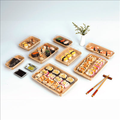 RÉCIPIENTS POUR "SUSHI"  20PE + 280 +16PE G/M2 22,1x9,1x2,4 CM NATUREL KRAFT (600 UNITÉS)
