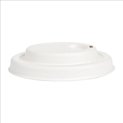 COUVERCLES POUR GOBELETS À CAFÉ 'BIONIC'  Ø 9 CM BLANC BAGASSE (1000 UNITÉS)