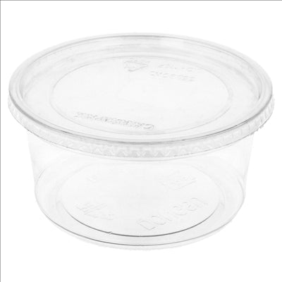 POTS TRAITEUR + COUVERCLES 500 ML Ø11,7x7,5 CM TRANSPARENT PET (250 UNITÉS)