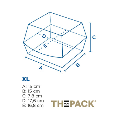 BOÎTES HAMBURGER 'THEPACK' 230 G/M2 17,6x16,8x7,8 CM (XL WIDER) BLANC CARTON ONDULÉ NANO-MICRO (300 UNITÉS)