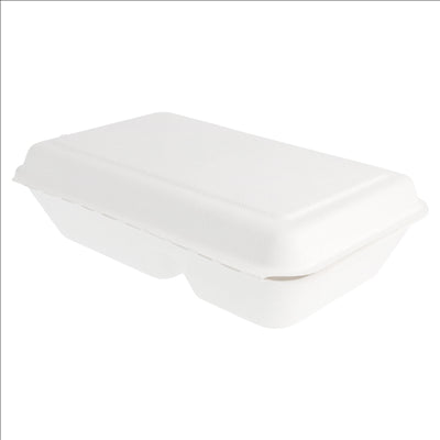 COQUILLES 2 COMPART. 'BIONIC' 1 L 16,5x22,5x6,4 CM BLANC BAGASSE (500 UNITÉS)