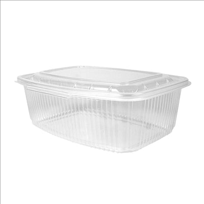 RÉCIPIENT AVEC COUVERCLE CHARNIÈRE 2000 ML 23,3x17,8x7,9 CM TRANSPARENT PP (200 UNITÉS)
