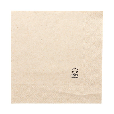 SERVIETTES ECOLABEL 2 PLIS  18 G/M2 30x30 CM NATUREL OUATE RECYCLÉE (2400 UNITÉS)