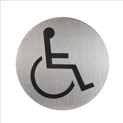 PLAQUE AUTOADHESIVE "ACCESSIBLE"  Ø 7,5 CM ARGENTE INOX (1 UNITÉ)