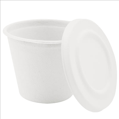 COUVERCLES POUR BOLS 150.64 'BIONIC'  Ø 11x0,8 CM BLANC BAGASSE (600 UNITÉS)