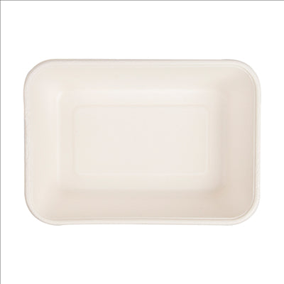 PLATEAUX + COUVERCLE 'BIONIC' 800 ML 19,3x13,5x5 CM BLANC BAGASSE (400 UNITÉS)