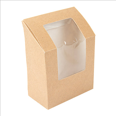 BOÎTES AVEC FENÊTRE POUR "TORTILLA" 'THEPACK' 220 G/M2 + OPP 9,2x5,1x9,2/12,5 CM NATUREL CARTON ONDULÉ NANO-MICRO (600 UNITÉS)