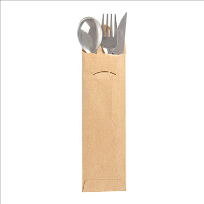 SET FOURCHETTE, COUTEAU, CUILLÈRE  18 CM ARGENTE INOX (100 UNITÉS)
