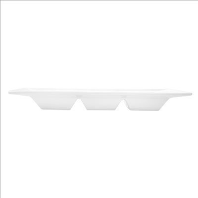 RECTANGLES 3 COMPARTIMENTS  26 CM BLANC PORCELAINE (6 UNITÉS)