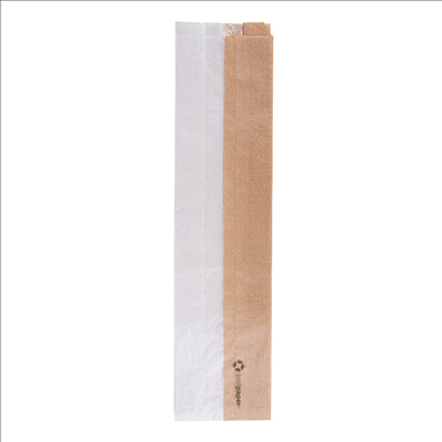 SACHETS POUR SANDWICHES AVEC FENÊTRE ECO 'CORNER WINDOW' 40 G/M2 9+5,5x38 CM NATUREL PARCH.INGRAISSABLE (250 UNITÉS)