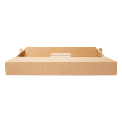 BOÎTES AVEC ANSE 'THEPACK' 330 G/M2 32x32x3,8 CM NATUREL CARTON ONDULÉ MICROCANAL (100 UNITÉS)