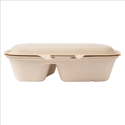 COQUILLES 2 COMPART. 'BIONIC' 900 ML 22,4x14x6 CM NATUREL BAGASSE (400 UNITÉS)