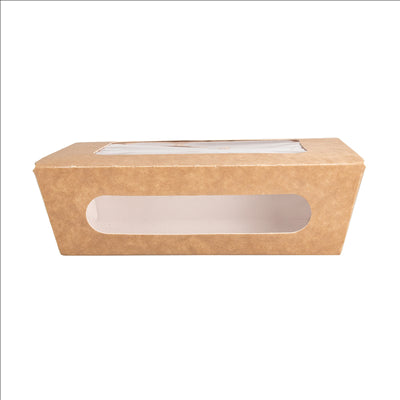 BOÎTES AVEC FENÊTRE POUR SALADE 700 ML - 23,3 oz 391 G/M2 + PE 16x12x5 CM MARRON CARTON (200 UNITÉS)