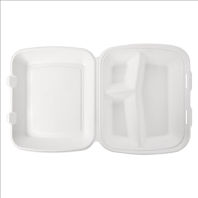 COQUILLES 3 COMPART. 'BIONIC' 950 ML 23x18x7,3 CM BLANC BAGASSE (200 UNITÉS)