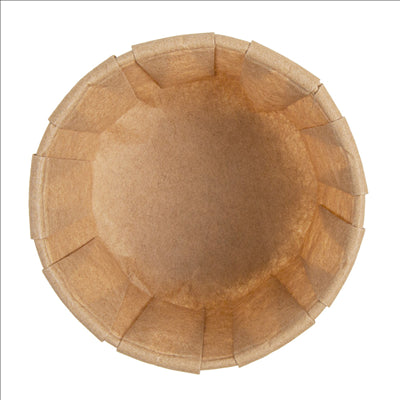 POTS TRAITEUR PAPIER PLISSÉ 90 ML (3 oz) 80 G/M2 Ø6,5/4,9x3,8 CM NATUREL PARCH.INGRAISSABLE (1000 UNITÉS)