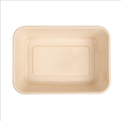 PLATEAUX + COUVERCLE 'BIONIC' 800 ML 19,3x13,5x5 CM NATUREL BAGASSE (400 UNITÉS)