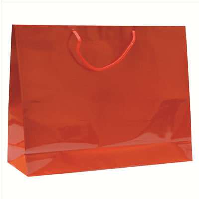 SAC BOUTIQUE ANSES CORDON  150 G/M2 40+15x32 CM ROUGE CELLULOSE (100 UNITÉS)