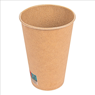 GOBELETS 16 OZ - 480 ML 250 + 21PE G/M2 Ø9/6x12,8 CM MARRON CARTON (1000 UNITÉS)