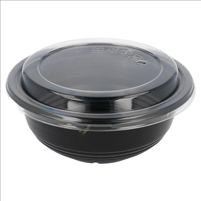 BOLS + COUVERCLES 450 ML Ø 15x6 CM NOIR PP (600 UNITÉS)