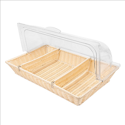 CORBEILLE SIMILAIRE OSIER AVEC COUPOLE GN 1/1  53,5x33,5x28 CM BEIGE PP (1 UNITÉ)