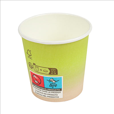 GOBELETS BOISSONS FROIDES ET CHAUDES 1 PAROI 'COMPOSTABLE GRADIENT' 120 ML 230 G/M2 Ø6,3/4,5x6 CM BLANC CARTON (1000 UNITÉS)
