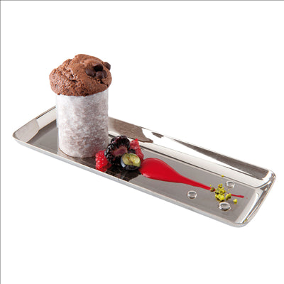 MINI PLATEAUX TAPAS  19x6,5x1,2 CM ARGENTE PS (500 UNITÉS)