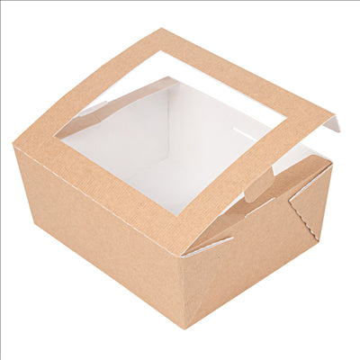 BOÎTES AVEC FENÊTRE 'THEPACK' 1350 ML 220 G/M2 + OPP 15,3x12,1x6,4 CM NATUREL CARTON ONDULÉ NANO-MICRO (200 UNITÉS)