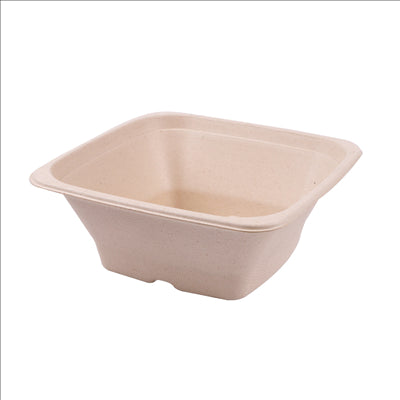 BOLS CARRÉS 'BIONIC' 950 ML 18x18x7 CM NATUREL BAGASSE (400 UNITÉS)