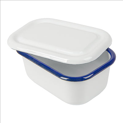 RÉCIPIENTS AVEC COUVERCLE 'ENAMELWARE' 850 ML 18x13x7,5 CM BLANC ACIER ÉMAILLÉ (4 UNITÉS)