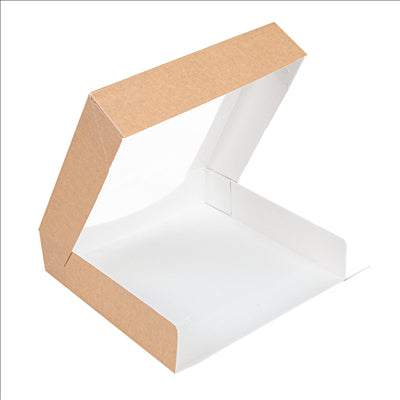 RÉCIPIENTS SUSHI+FÊNETRE 'THEPACK' 220 G/M2 + OPP 23x23x5 CM MARRON CARTON ONDULÉ NANO-MICRO (300 UNITÉS)