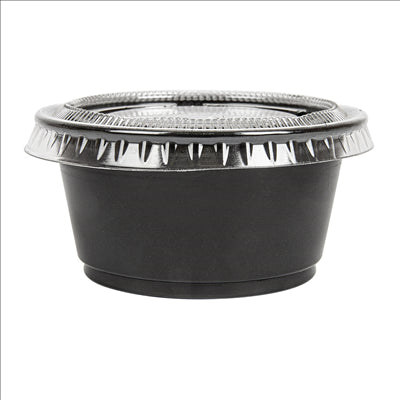 50 PETITS POTS + 50 COUVERCLES 60 ML Ø6,2x3,2 CM NOIR PP (24 UNITÉS)