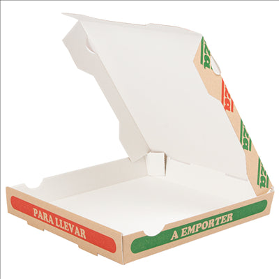 BOÎTES PIZZA 'THEPACK' 330 G/M2 26x26x3,8 CM NATUREL CARTON ONDULÉ MICROCANAL (100 UNITÉS)
