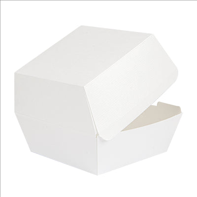 BOÎTES HAMBURGER 'THEPACK' 230 G/M2 13x12,5x9 CM (M) BLANC CARTON ONDULÉ NANO-MICRO (500 UNITÉS)