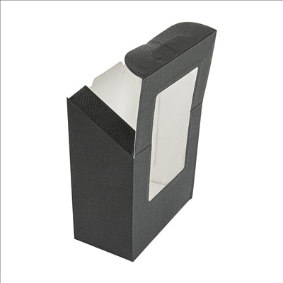 BOÎTES AVEC FENÊTRE POUR "TORTILLA" 'THEPACK' 230 G/M2 + OPP 9,2x5,1x9,2/12,5 CM NOIR CARTON ONDULÉ NANO-MICRO (600 UNITÉS)
