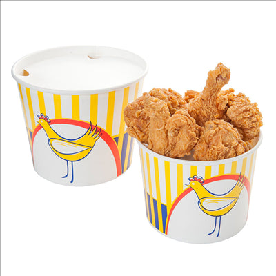 CONTAINERS POULET + COUVERCLES 5100 ML 15PE + 380 + 18PE G/M2 Ø 22,5/16x21 CM BLANC CARTON (240 UNITÉS)