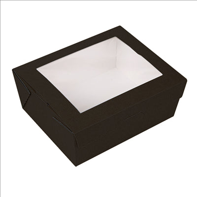 BOÎTES AVEC FENÊTRE 'THEPACK' 1350 ML 230 G/M2 + OPP 15,3x12,1x6,4 CM NOIR CARTON ONDULÉ NANO-MICRO (200 UNITÉS)