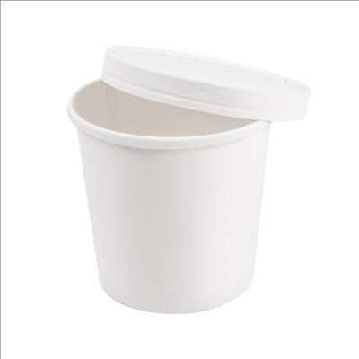 RÉCIPIENTS + COUVERCLES 780 ML - 26 oz 330 + 18 PE G/M2 Ø11,7/9,2x11 CM BLANC CARTON (250 UNITÉS)