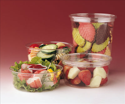 POTS TRAITEUR + COUVERCLES 750 ML Ø11,7x10,5 CM TRANSPARENT PET (250 UNITÉS)