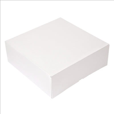 BOÎTES PATISSERIES SANS FENÊTRE 'THEPACK' 250 G/M2 28x28x10 CM BLANC CARTON ONDULÉ NANO-MICRO (100 UNITÉS)