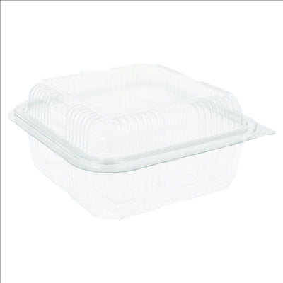 RÉCIPIENTS PÂTISSERIES + COUVERCLE 600 ML 14x14x7,2 CM TRANSPARENT RPET (700 UNITÉS)