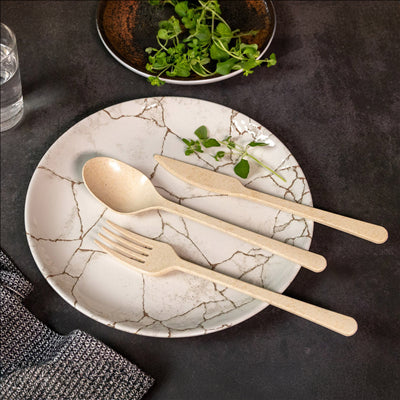 CUILLÈRES 'LUXURY'  20 CM IVOIRE FIBRE DE BOIS (10 UNITÉS)