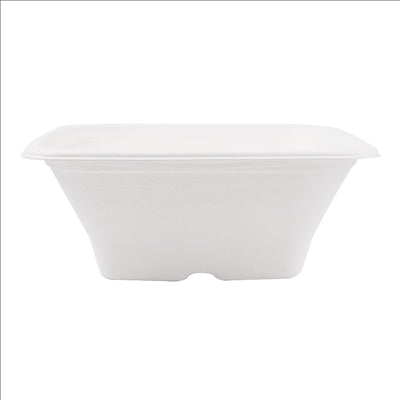 BOLS CARRÉS 'BIONIC' 950 ML 18x18x7 CM BLANC BAGASSE (400 UNITÉS)