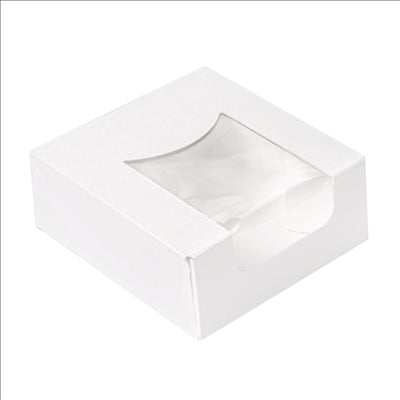 RÉCIPIENTS SUSHI+FÊNETRE 'THEPACK' 230 G/M2 + OPP 10x10x4 CM BLANC CARTON ONDULÉ NANO-MICRO (400 UNITÉS)