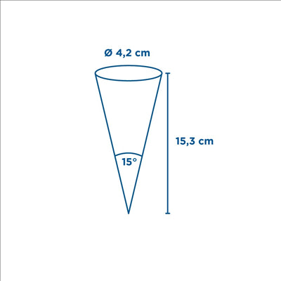CÔNES GLACES 'PAROLE'  Ø 4,2x15,3 CM BLANC PAPIER (2000 UNITÉS)
