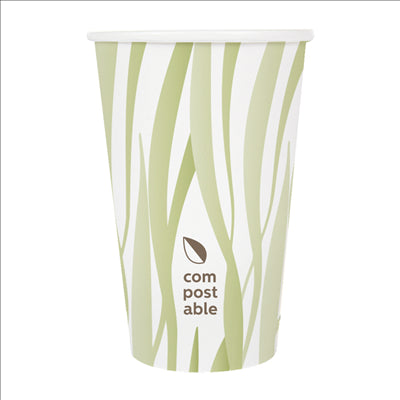 GOBELETS BOISSONS FROIDES ET CHAUDES 1 PAROI GRASS 'COMPOSTABLE' 660 ML 300 G/M2 Ø9/6x17 CM BLANC CARTON (1000 UNITÉS)