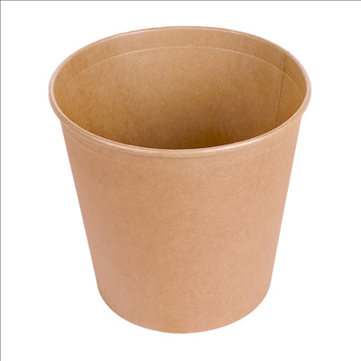 CONTAINERS POULET + COUVERCLES 5100 ML 337 + 18PE G/M2 Ø 22/16,3x20,9 CM NATUREL KRAFT (120 UNITÉS)